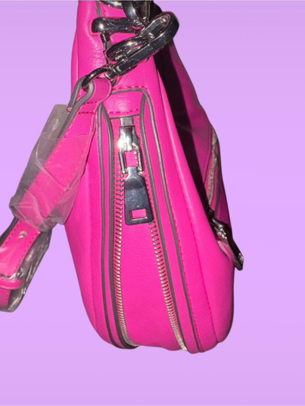 Vintage INC International Concepts Hot Pink Crescent Hobo Shoulder Bag - Picture 6 of 7